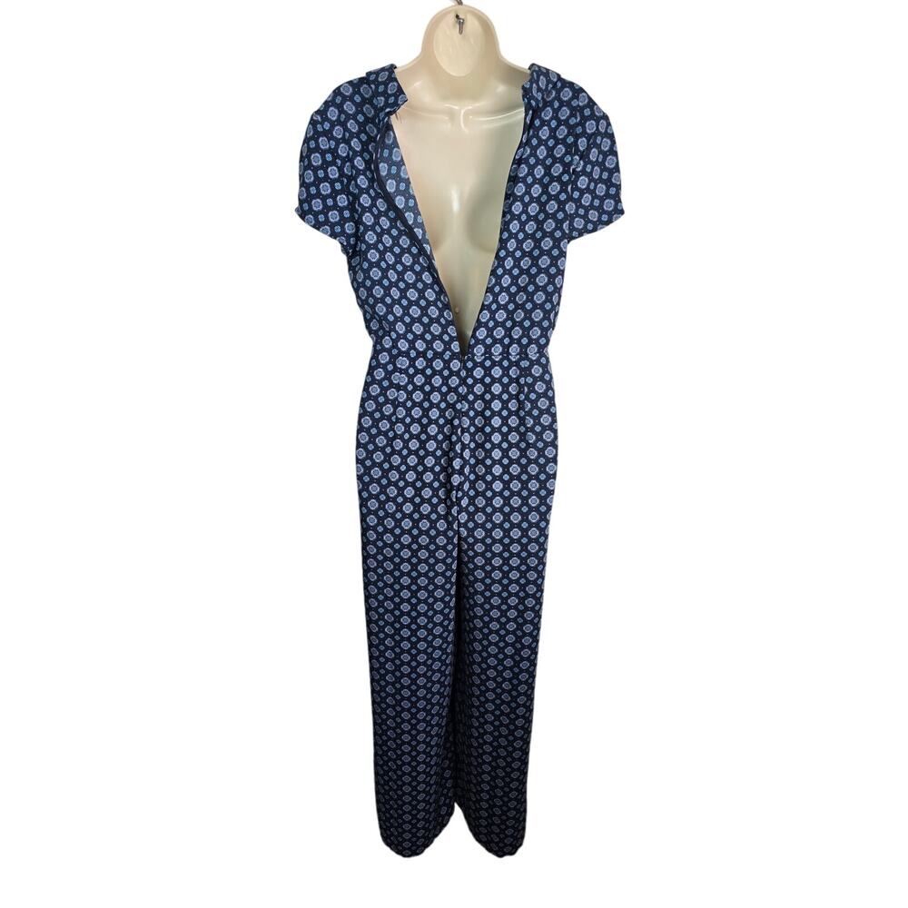 Leith Jumpsuit size small Navy Blue Medallion wide leg - Picture 3 of 9